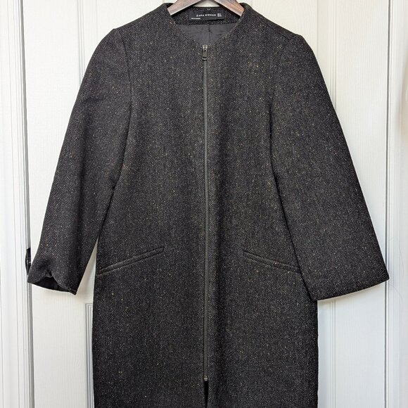 Zara Jackets & Blazers - Zara Collarless Wool Winter Coat